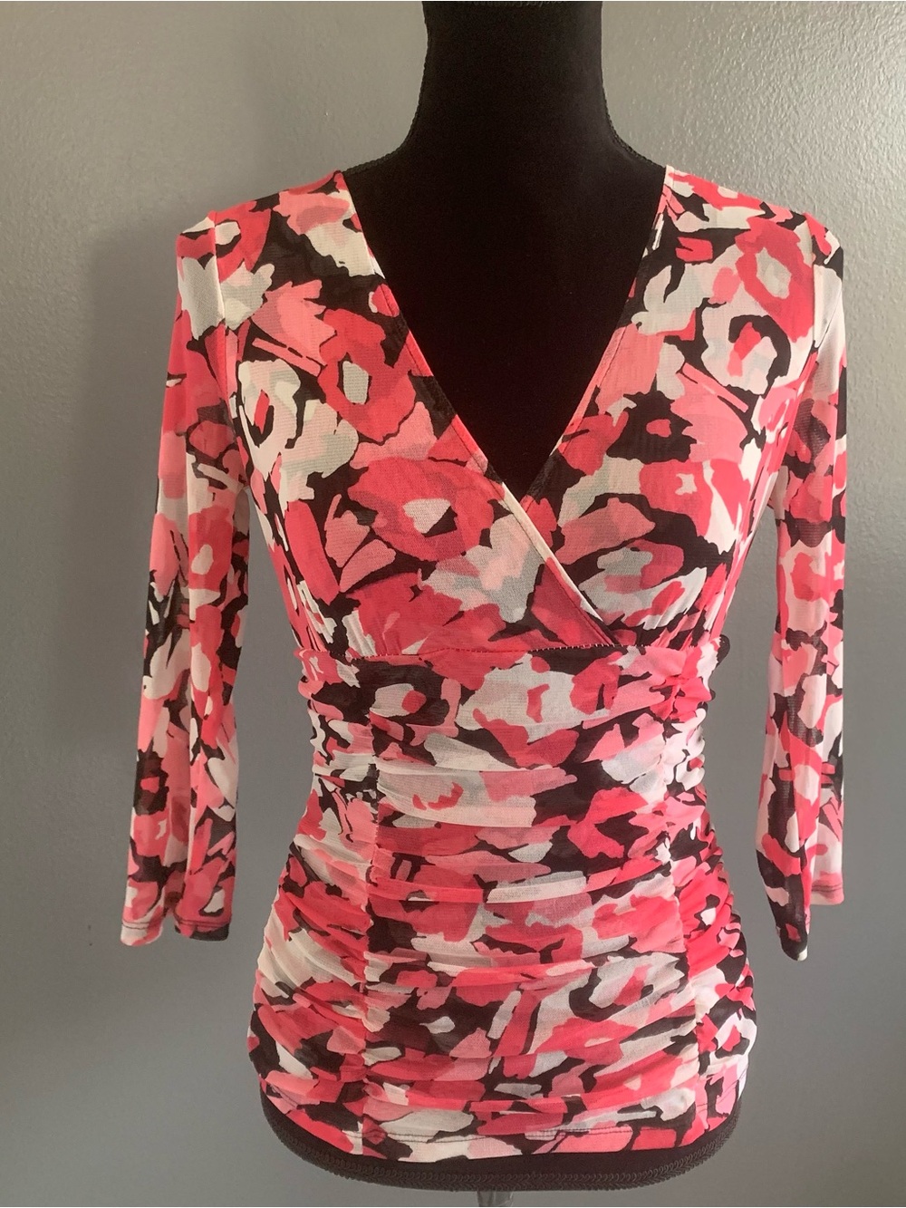 Vintage Y2K Women's Pink Abstract Print Wrap Top